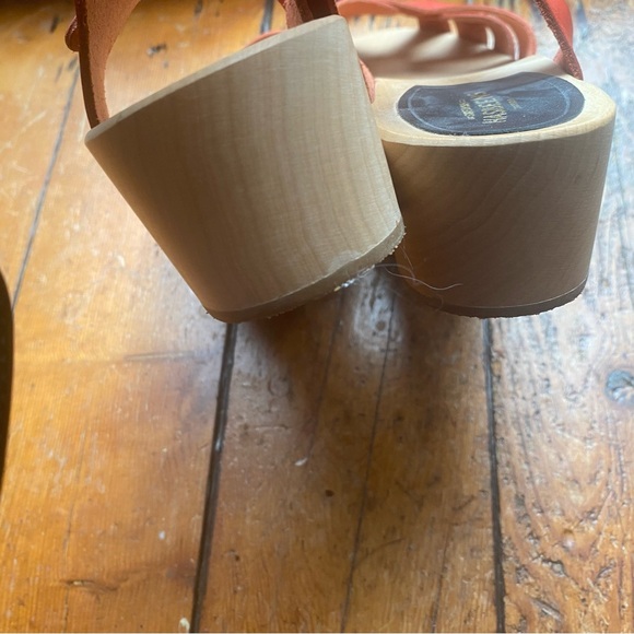 Swedish Hasbeens Red Leather Sandals Size 41 - Picture 6 of 9